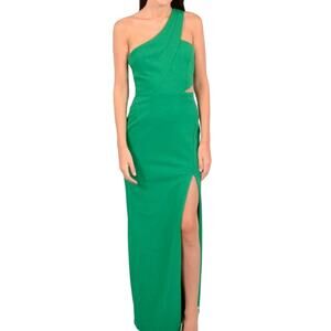 Xscape Emerald Green One Shoulder Gown Open Waist Size 12 US formal evening